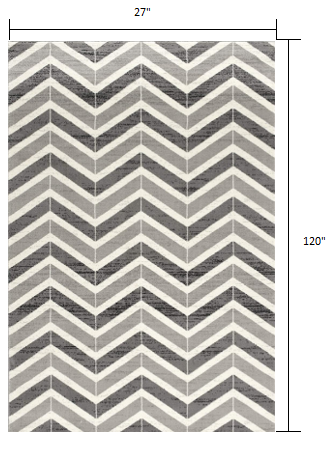 3' X 5' Gray Chevron Power Loom Area Rug