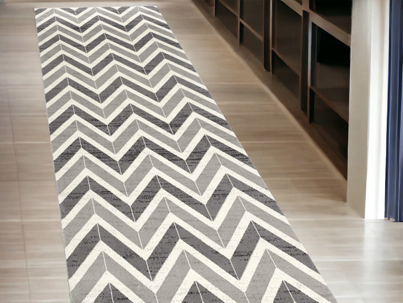 3' X 5' Gray Chevron Power Loom Area Rug