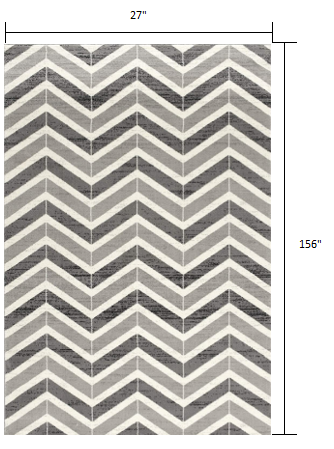 3' X 5' Gray Chevron Power Loom Area Rug