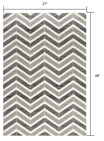 3' X 5' Gray Chevron Power Loom Area Rug