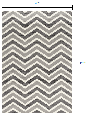 3' X 5' Gray Chevron Power Loom Area Rug