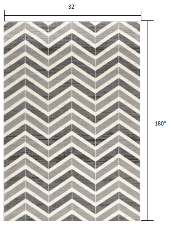 3' X 5' Gray Chevron Power Loom Area Rug