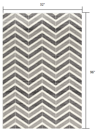 3' X 5' Gray Chevron Power Loom Area Rug