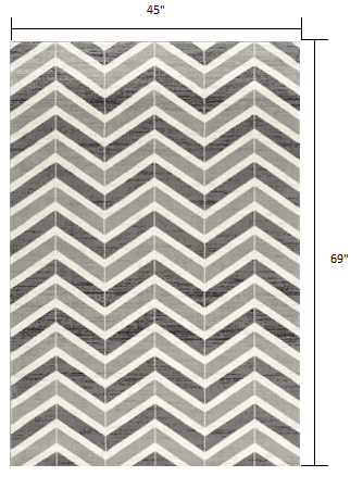 3' X 5' Gray Chevron Power Loom Area Rug