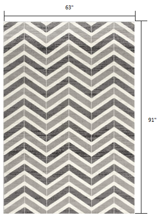 3' X 5' Gray Chevron Power Loom Area Rug