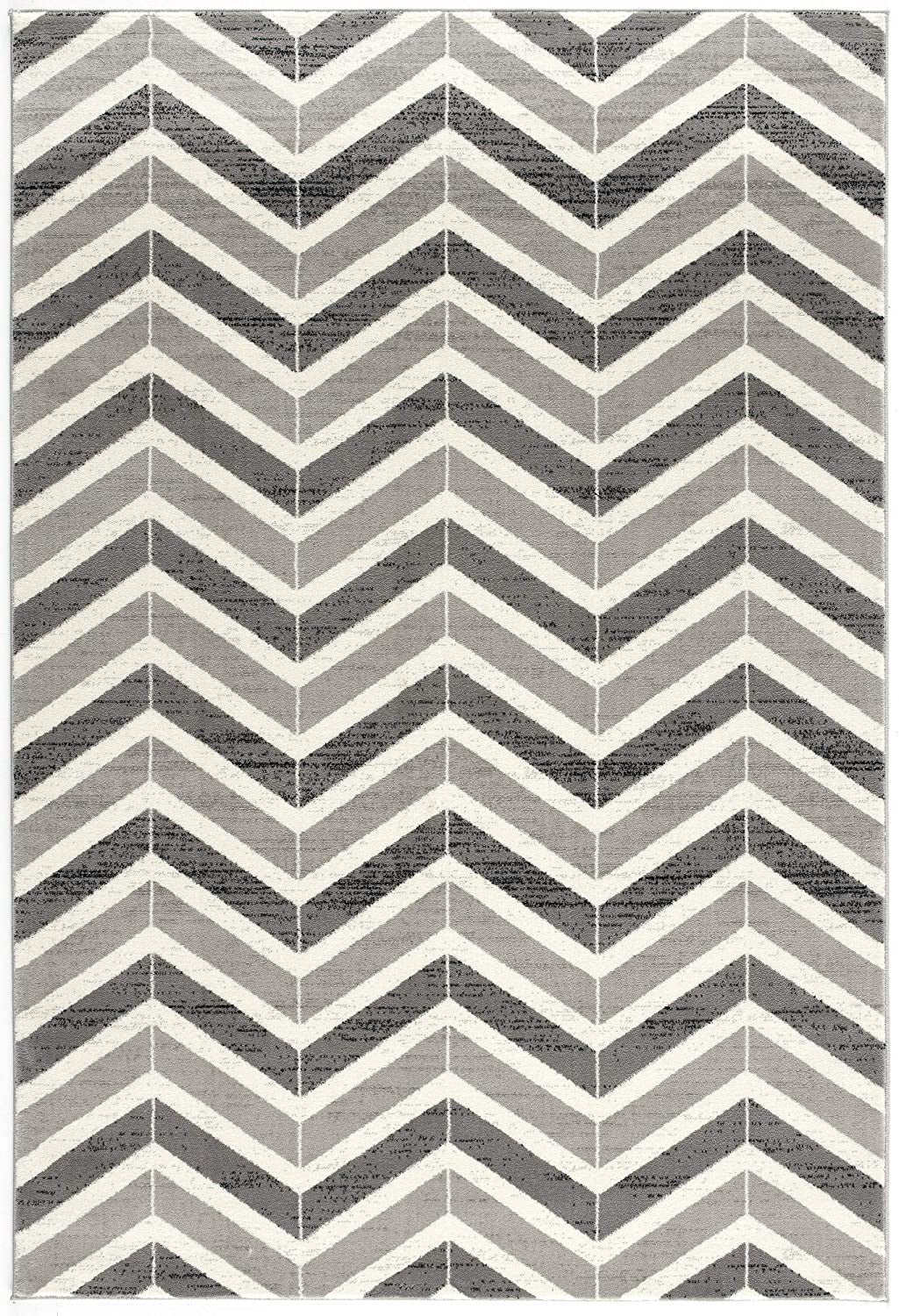 3' X 5' Gray Chevron Power Loom Area Rug