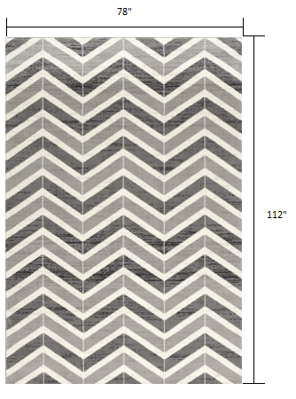 3' X 5' Gray Chevron Power Loom Area Rug