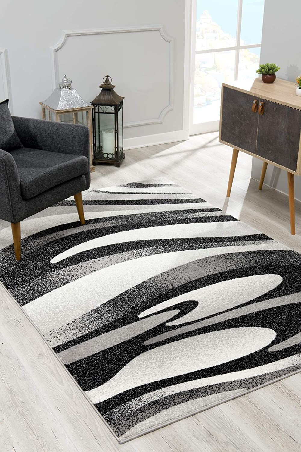 5' X 7' Gray Abstract Dhurrie Area Rug