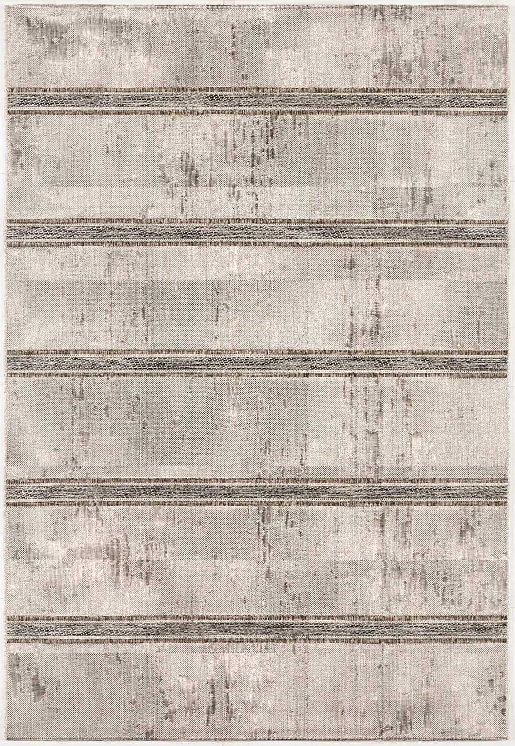 8' Ivory Striped Power Loom Runner Rug