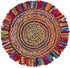 Multicolored Chindi And Natural Jute Fringed Round Rug