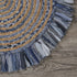 Denim And Natural Jute Round Swirl Fringed Rug