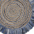 Denim And Natural Jute Round Swirl Fringed Rug