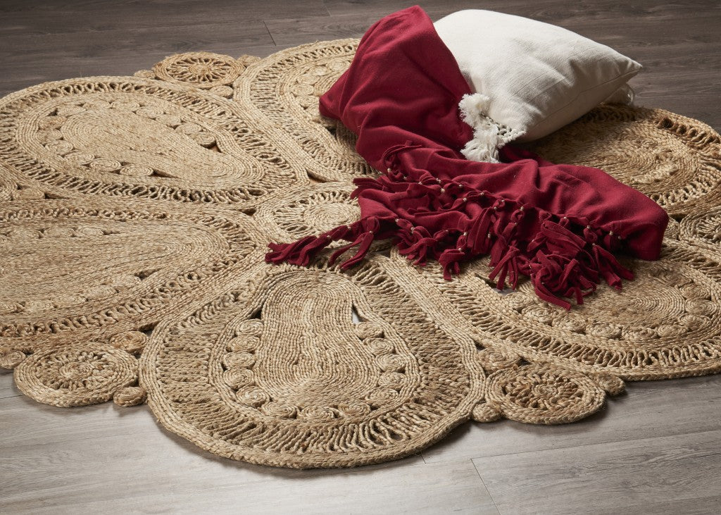 Floral Doily Natural Jute Area Rug