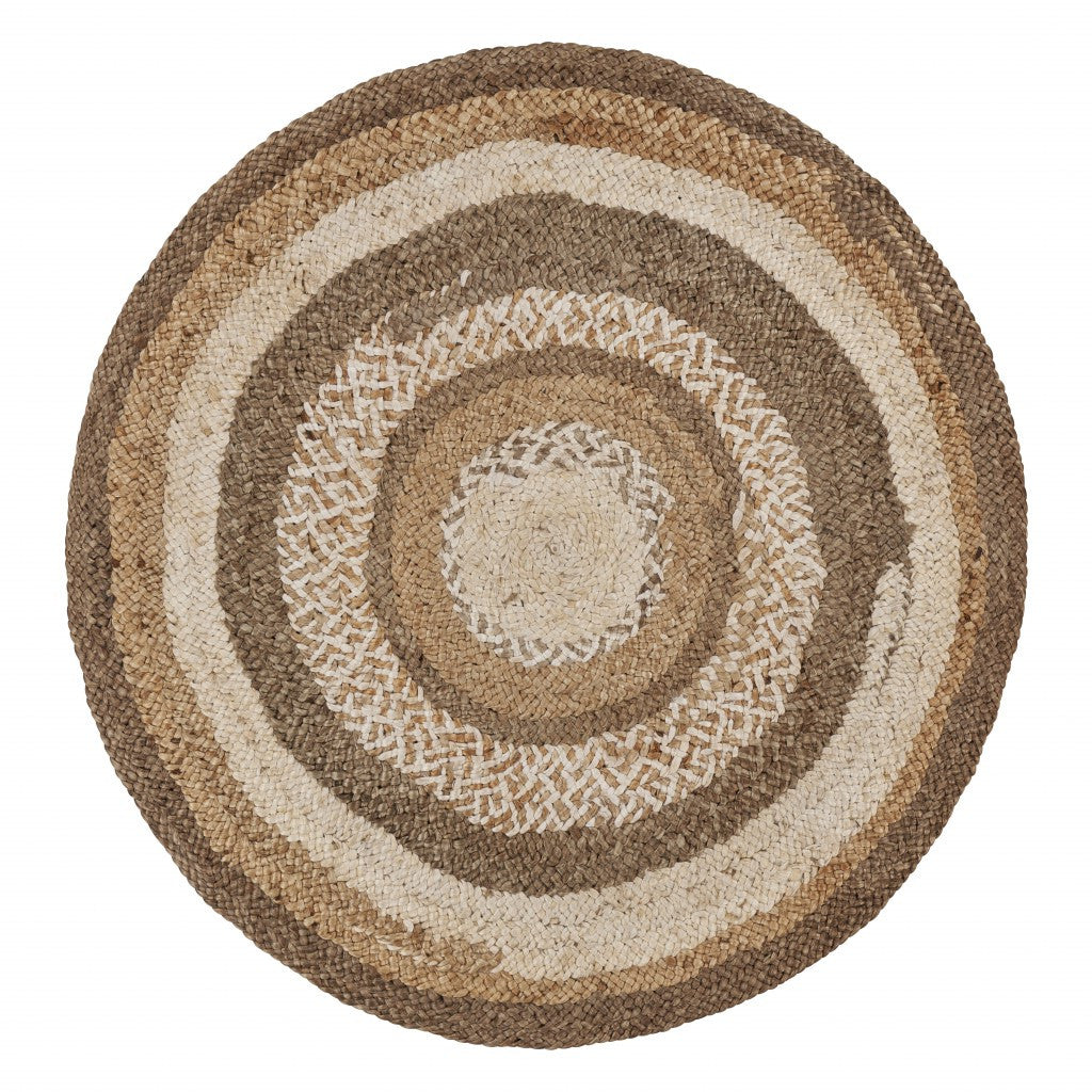 Multicolored Concentric Boutique Jute Rug