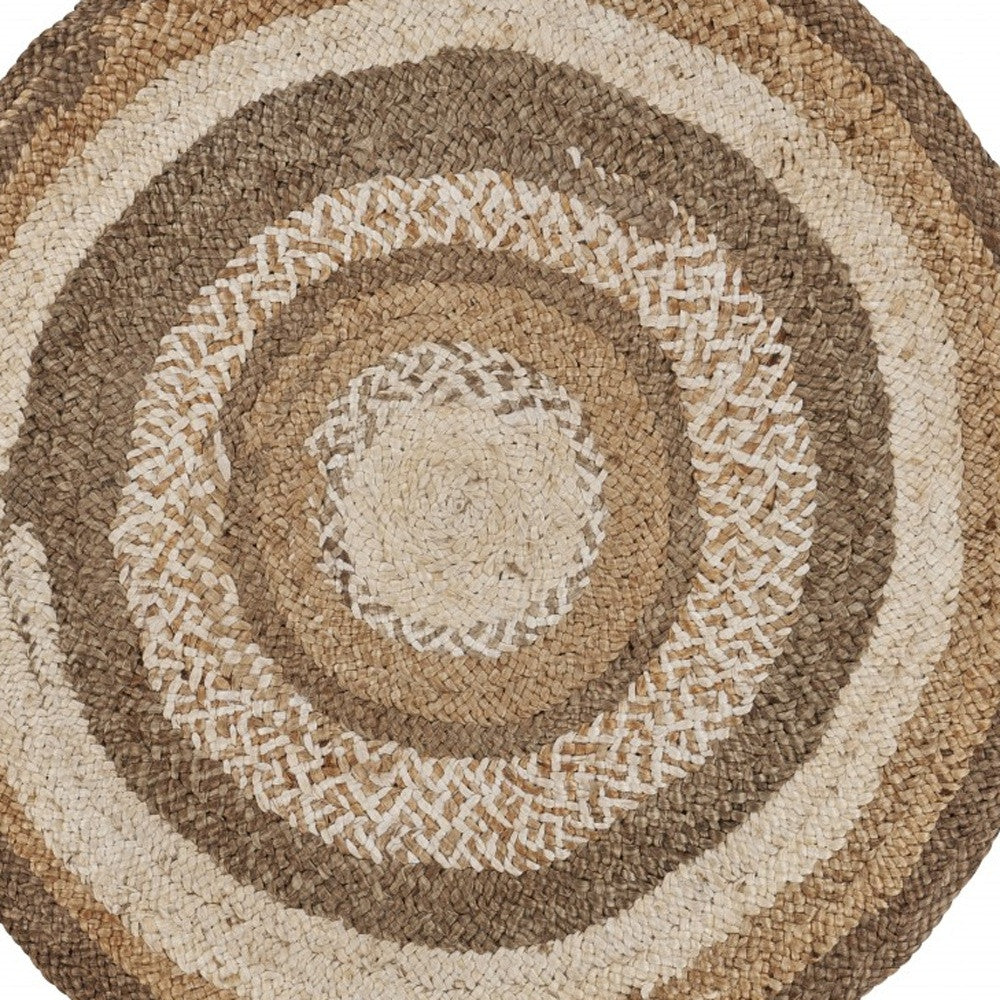 Multicolored Concentric Boutique Jute Rug