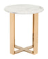 21" Gold And White Stone Round End Table
