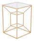 23" Gold And Clear Glass Square End Table