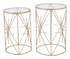 Set of Two Geometric Gold and Glass Side Tables