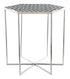 21" Silver And Black And White Stone Hexagon End Table