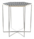 21" Silver And Black And White Stone Hexagon End Table