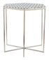 21" Silver And Black And White Stone Hexagon End Table