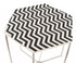 21" Silver And Black And White Stone Hexagon End Table