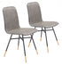 Set of Two Gray and Black Upholstered Faux Leather Dining Side Chairs