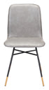 Set of Two Gray and Black Upholstered Faux Leather Dining Side Chairs