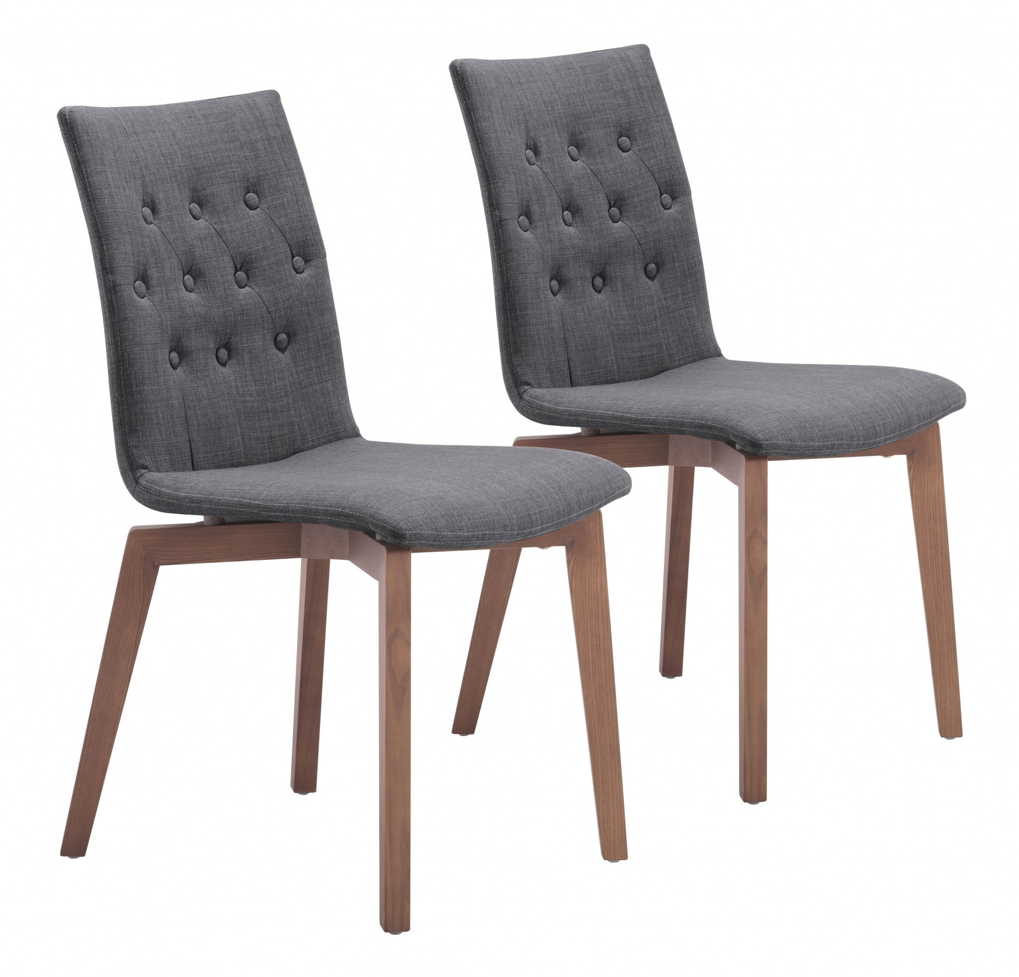 Set Of 2 Brown Birch Solid Back Dining Chairs