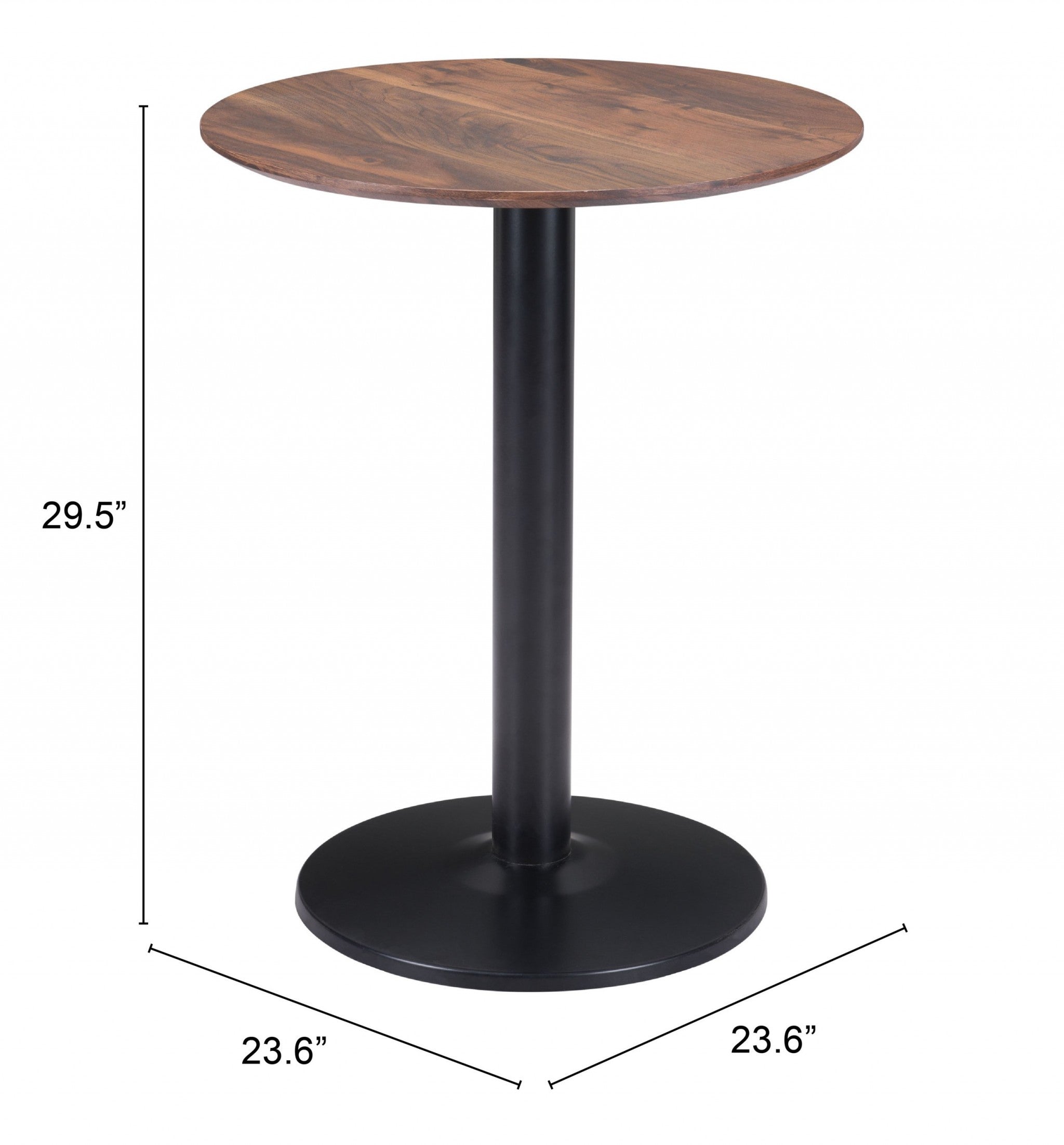 24" Black And Brown Round End Table