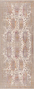 2’ x 10’ Beige Faded Tribal Motifs Runner Rug