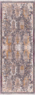 2’ x 10’ Gray Faded Tribal Motifs Runner Rug