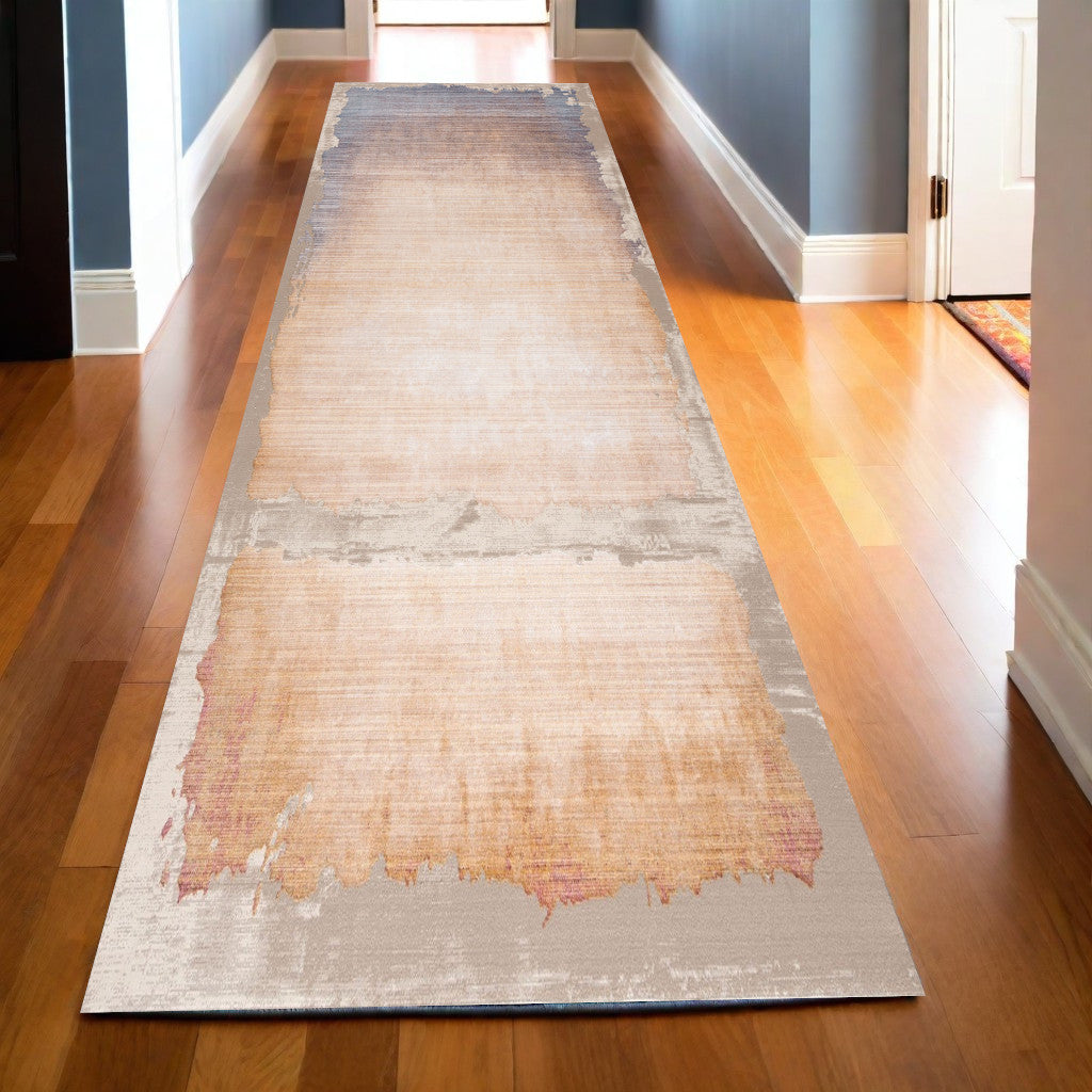 2’ x 10’ Beige Faded Sunset Runner Rug