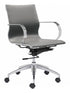 Gray Faux Leather Seat Swivel Adjustable Conference Chair Metal Back Steel Frame