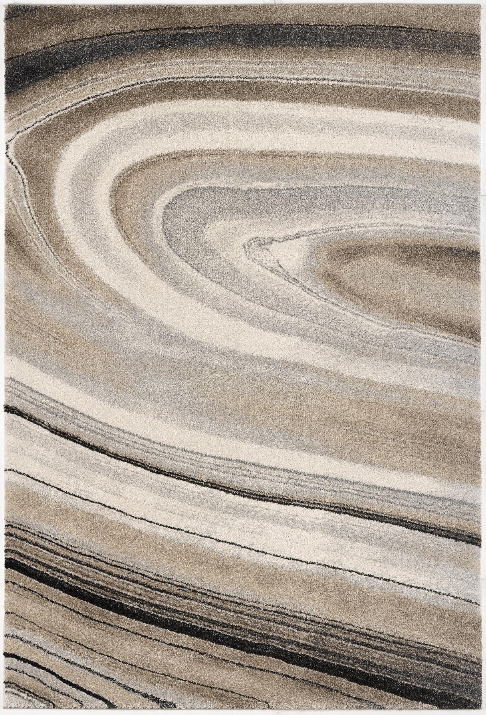 7’ x 10’ Cream and Tan Abstract Marble Area Rug