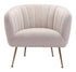 Ivory and Gold Super Soft Vertical Channel Accent Club Chair