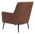 29" Brown Faux Leather And Gold Arm Chair