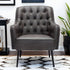 29" Black Faux Leather And Gold Tufted Arm Chair