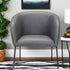 28" Grey Faux Leather And Gold Arm Chair
