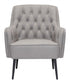 29" Grey Faux Leather And Black Tufted Arm Chair