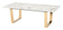 47" White And Gold Faux Marble And Steel Coffee Table