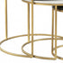 Set of Three 28" Light Gray And Gold Genuine Marble And Steel Round Nested Coffee Tables