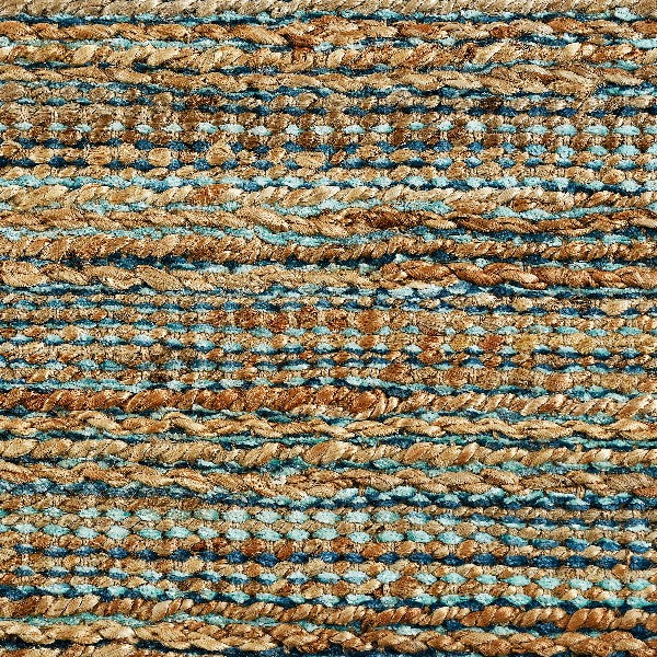 8’ x 10’ Teal and Natural Braided Jute Area Rug