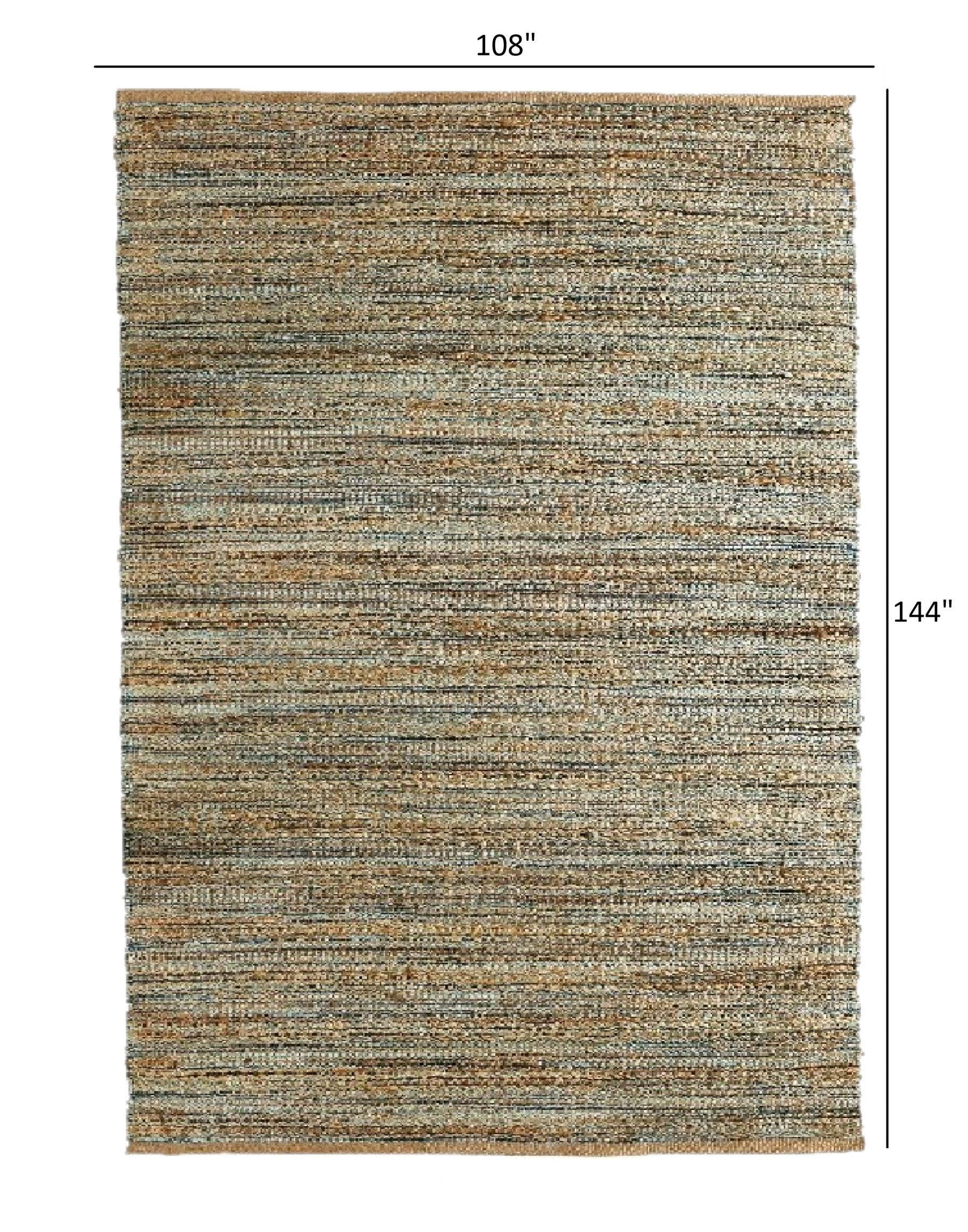 8’ x 10’ Teal and Natural Braided Jute Area Rug