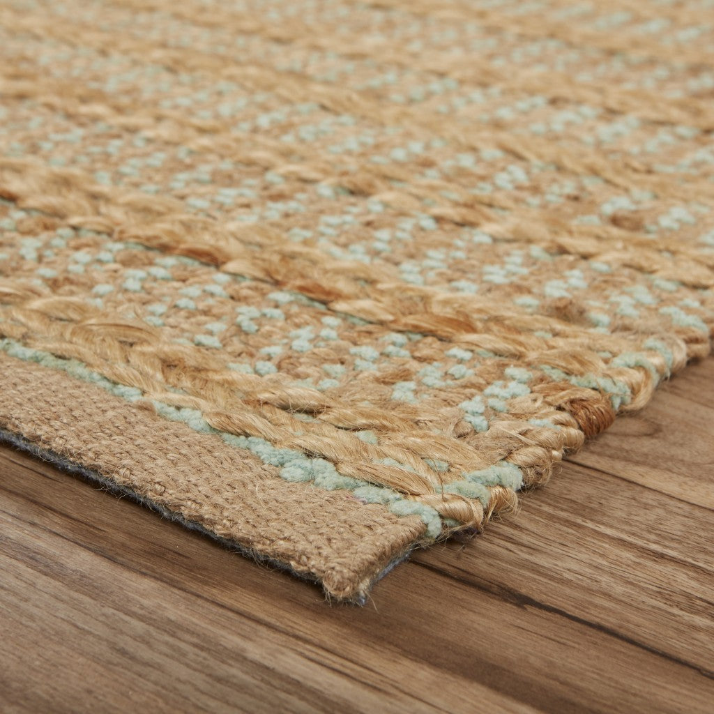 9’ x 12’ Tan and Seafoam Braided Area Rug