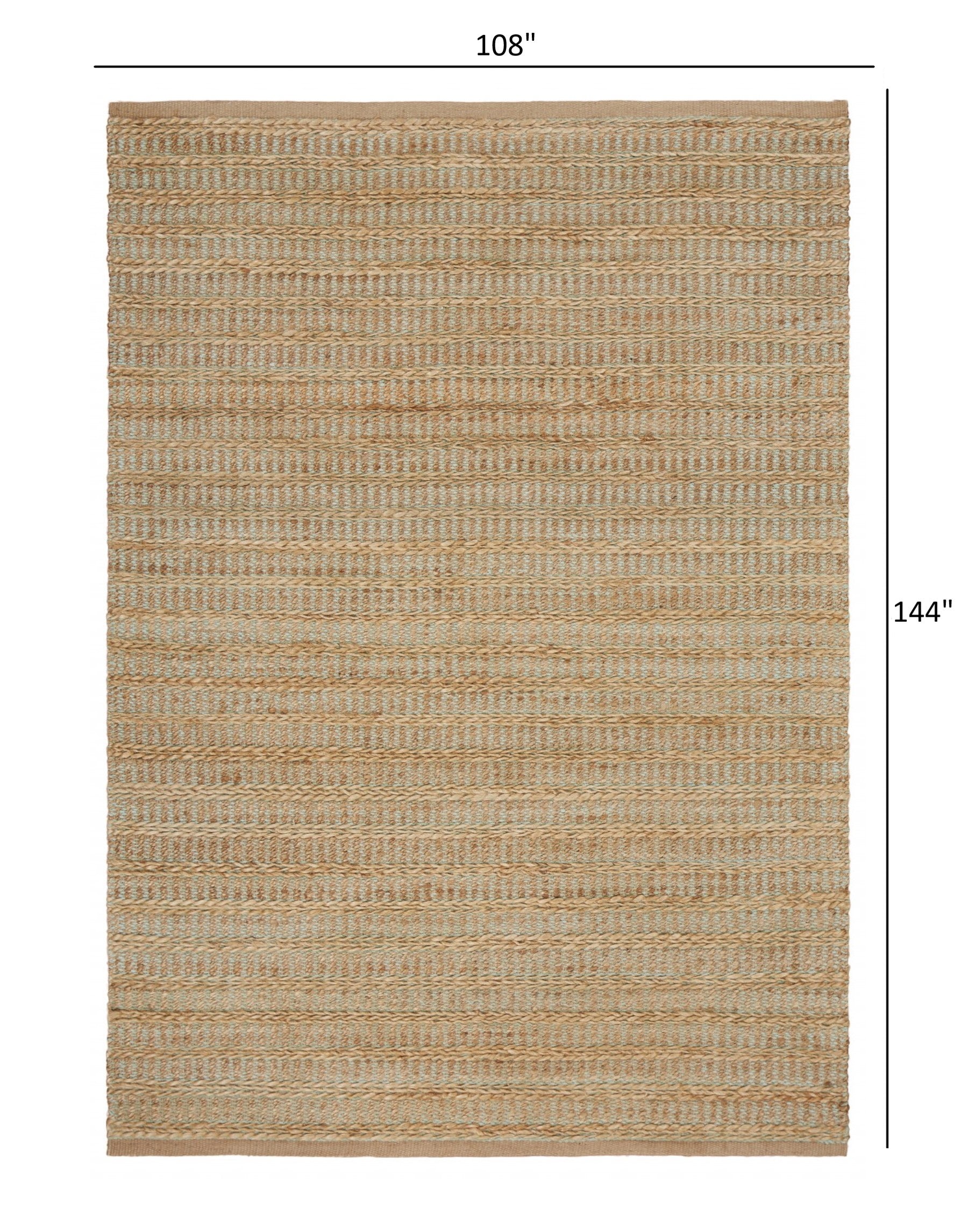 9’ x 12’ Tan and Seafoam Braided Area Rug