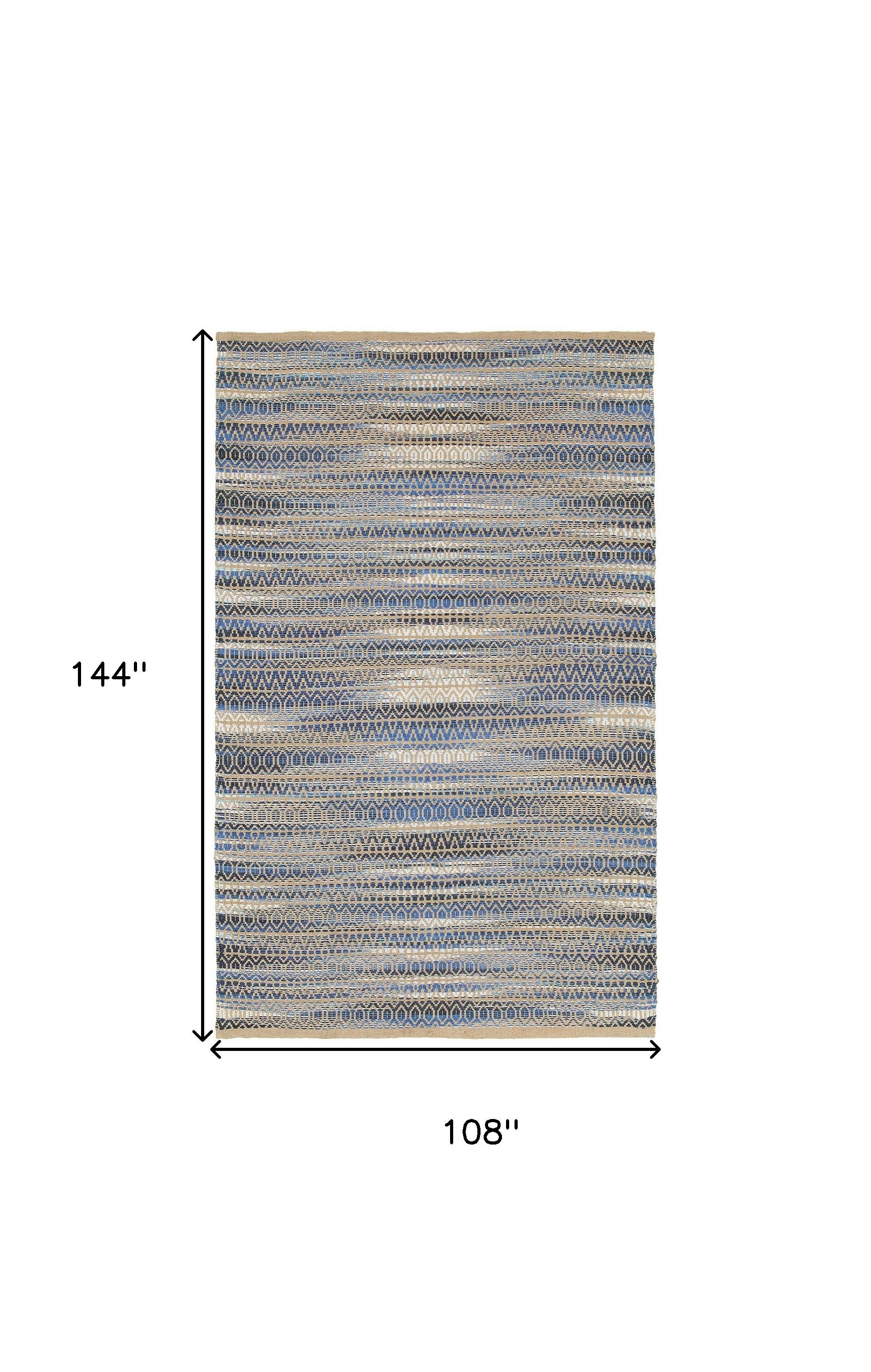 9’ x 12’ Round Navy and Tan Striated Area Rug