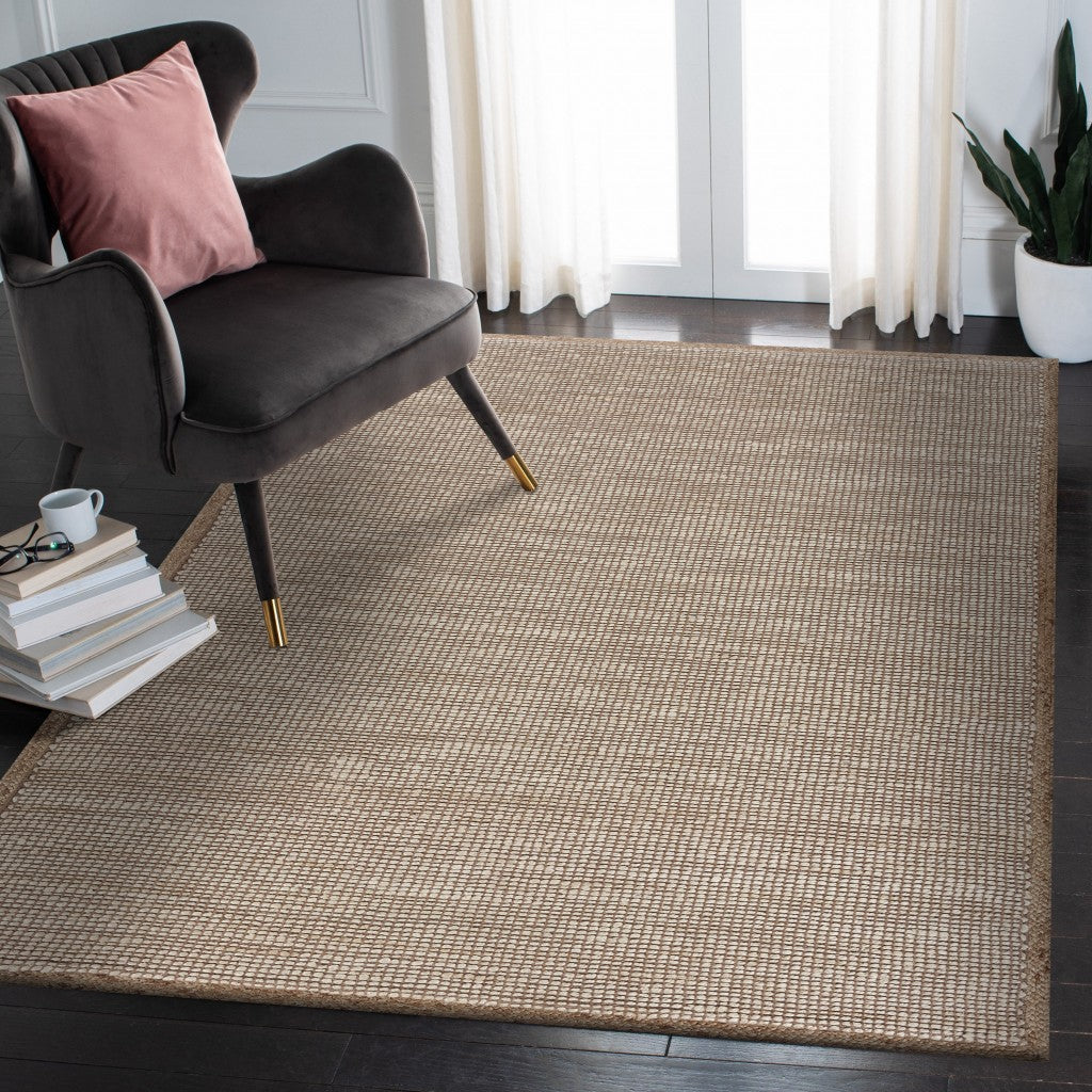 5' X 8' Tan Hand Loomed Area Rug