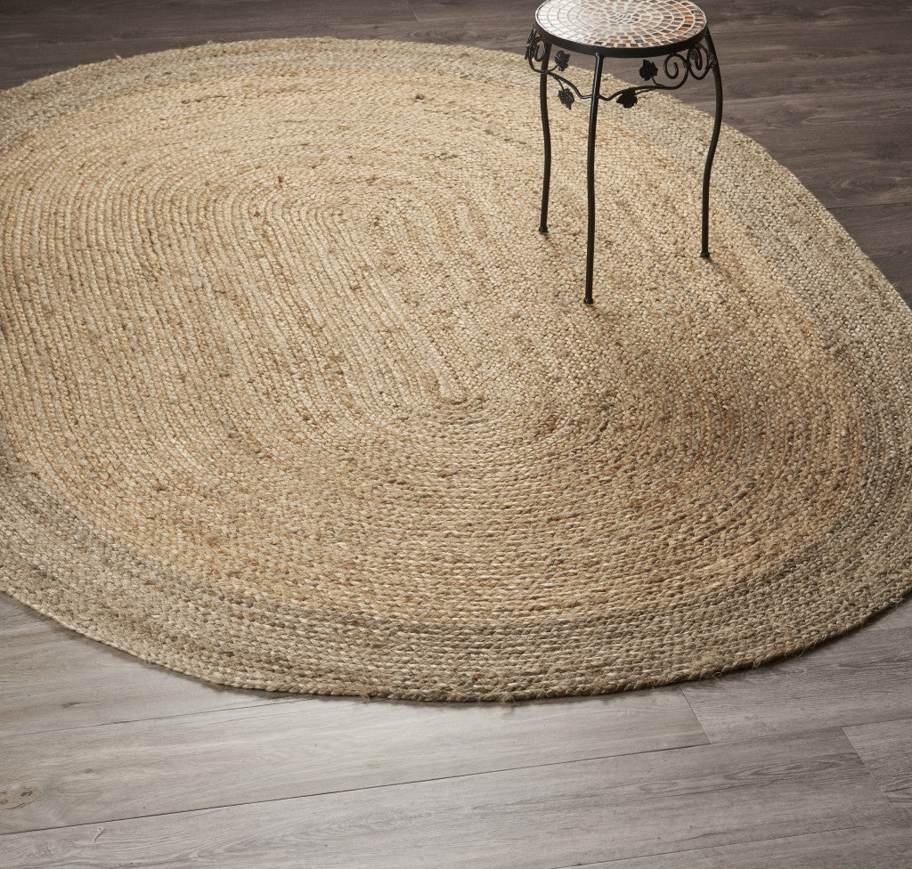 7’ Natural Toned Oval Shaped Area Rug