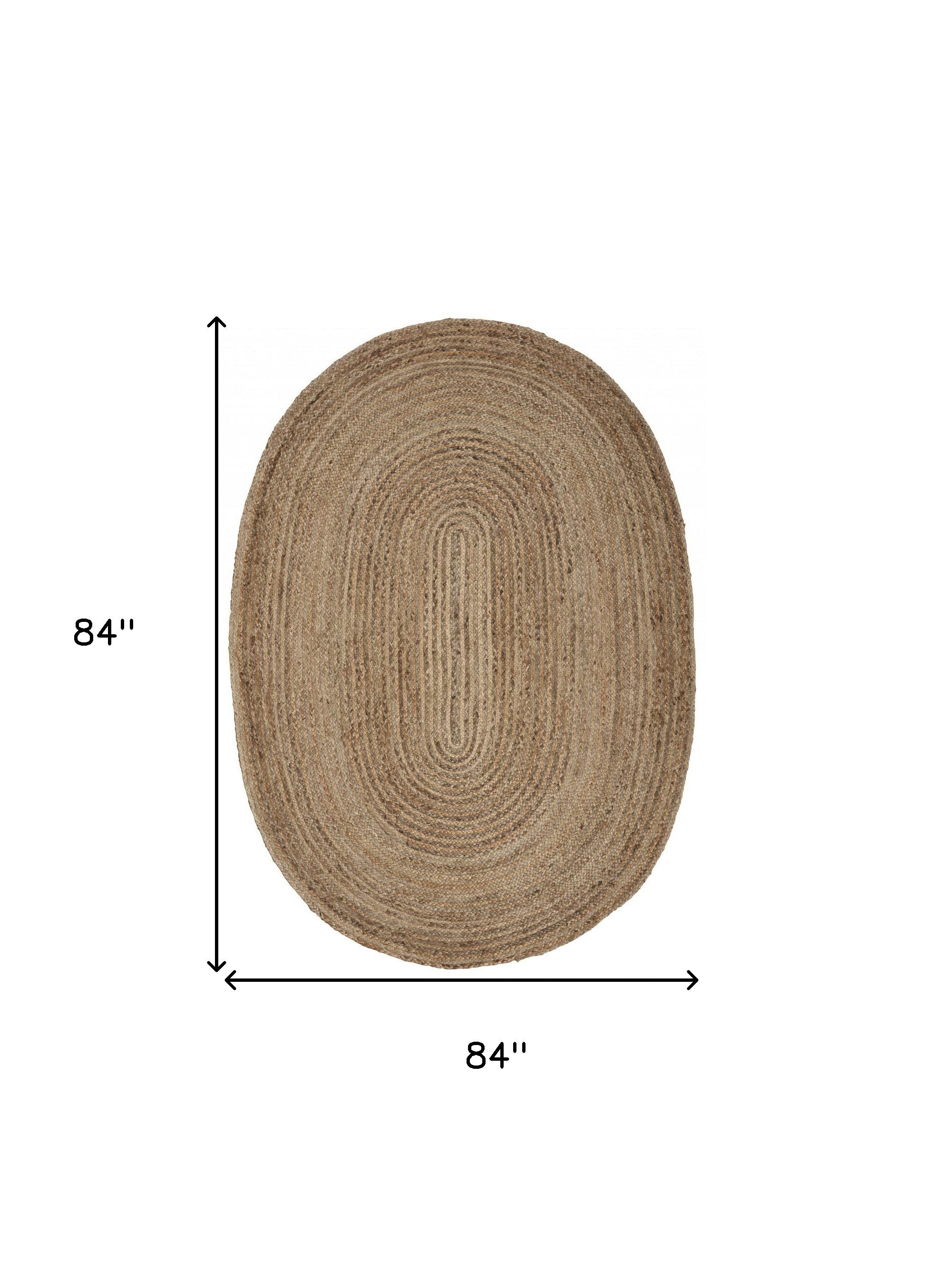 9’ Brown Oval Shaped Jute Area Rug